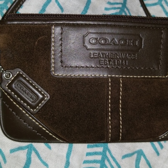 Authentic Coach suede/leather accented clutch - Picture 3 of 3